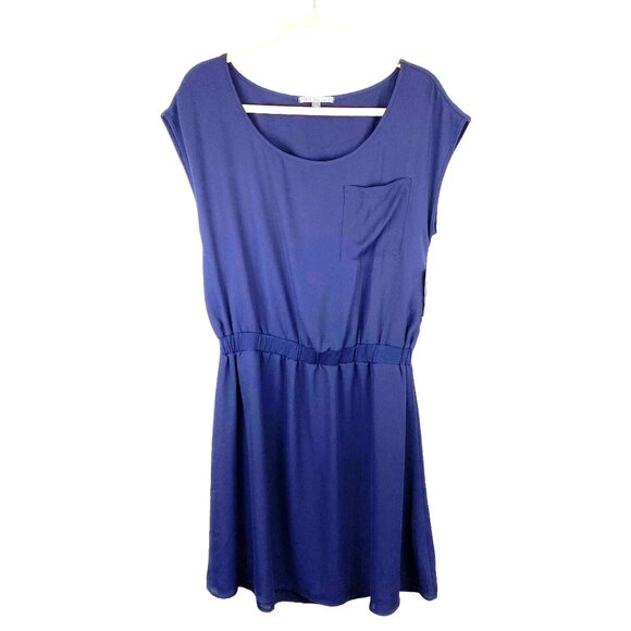 Threads 4 Thought Navy Blue Womens L Classic Preppy Cinched Waist  Lined Dress - Picture 13 of 13